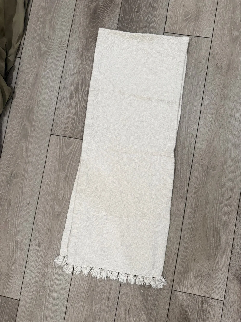 Light Cream Textured Fringe Table Runner